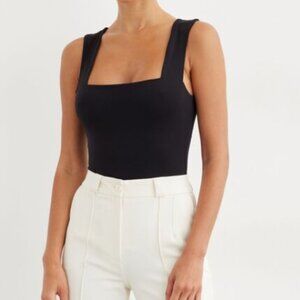 Dynamite, Sculpt Square Neck Bodysuit, Black, size small